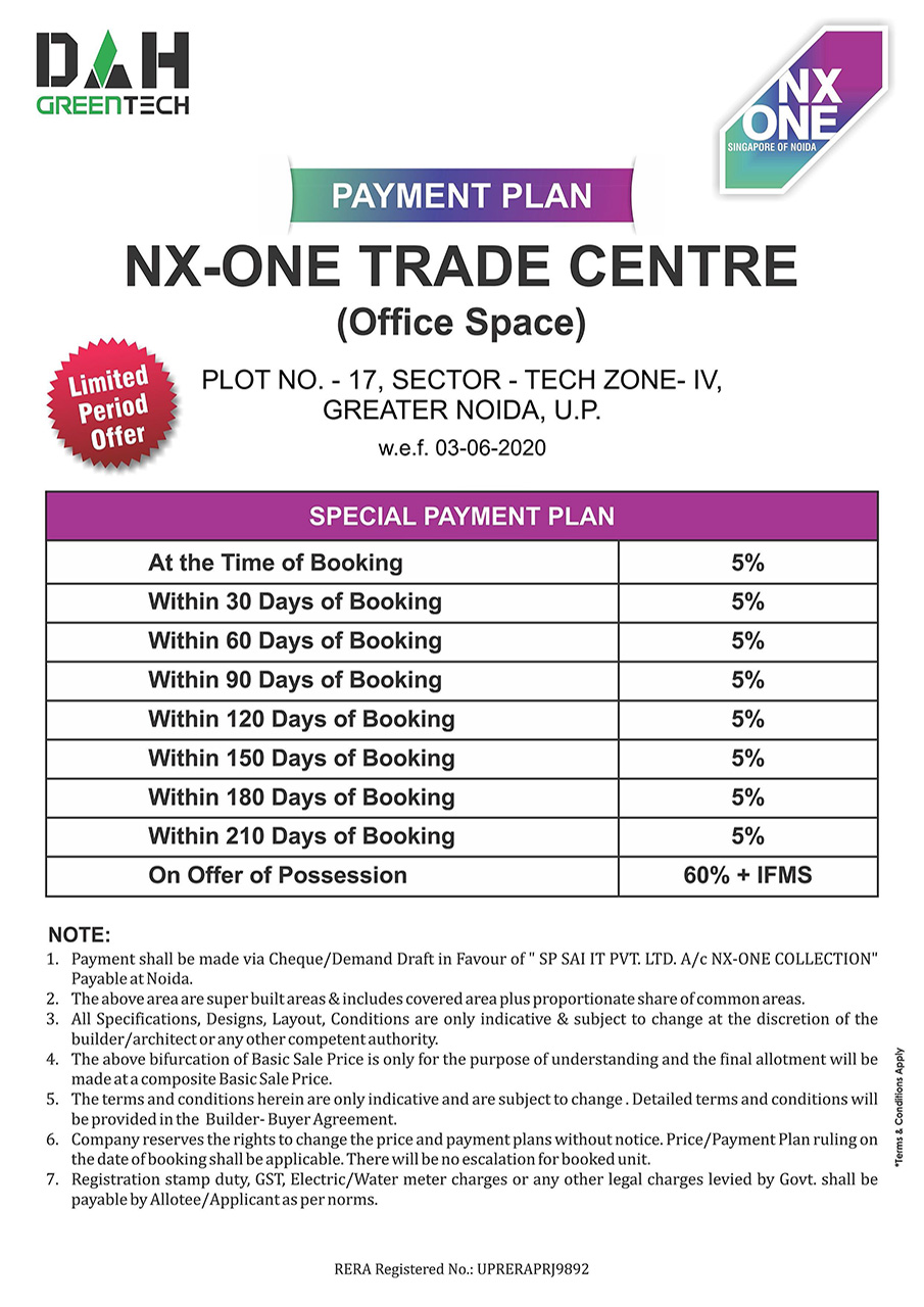 NX One Trade Center Office Spaces Payment Plan